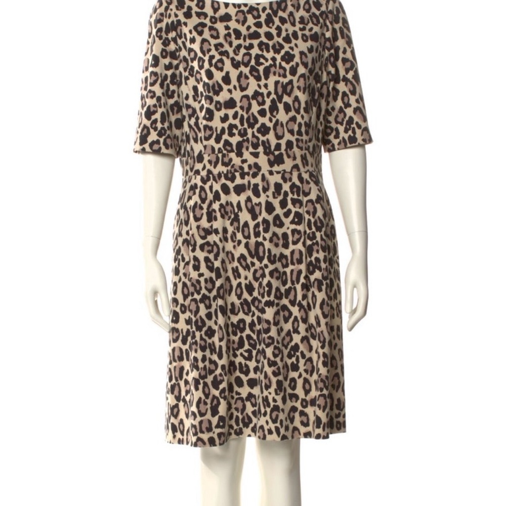 Kate Spade Tan and Black Leopard Print Midi Dress